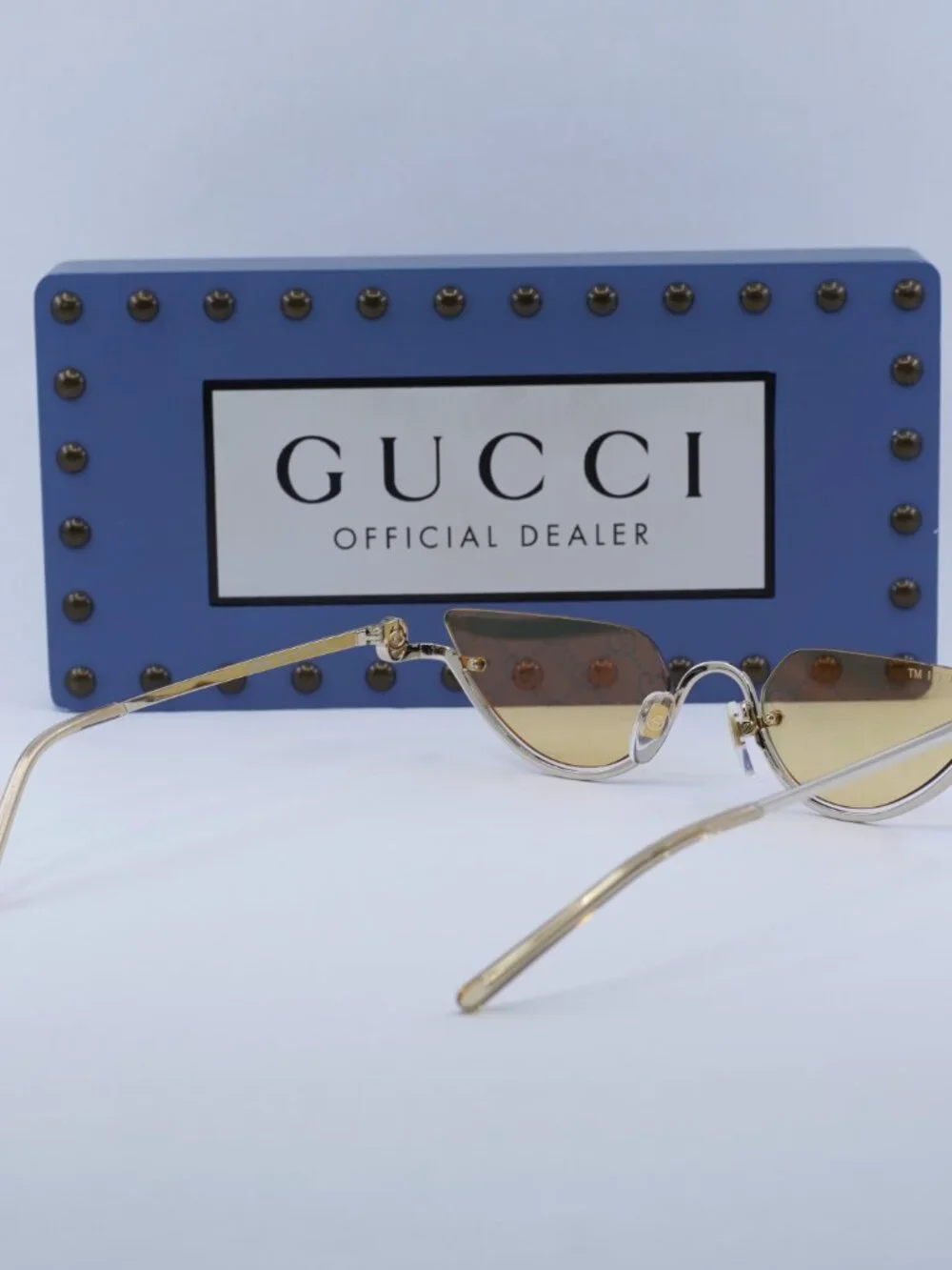 Gucci GG1603S 004 Cat Eye Sunglasses - Gold/Rose Mirror to Dark Yellow